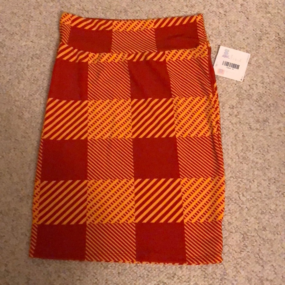 Orange plaid Lularoe Cassie skirt - BNWT